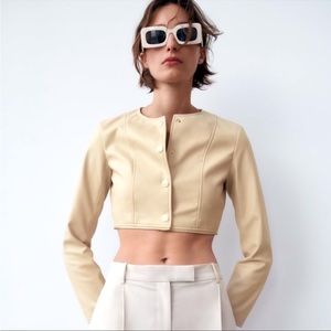 NWT Zara Faux Leather Zippered Jacket
